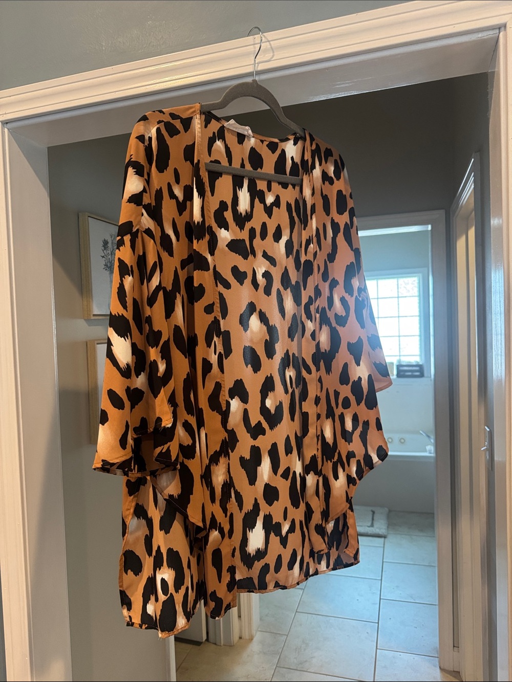 Peach Love California Leopard Print Kimono - Tan, Black, White